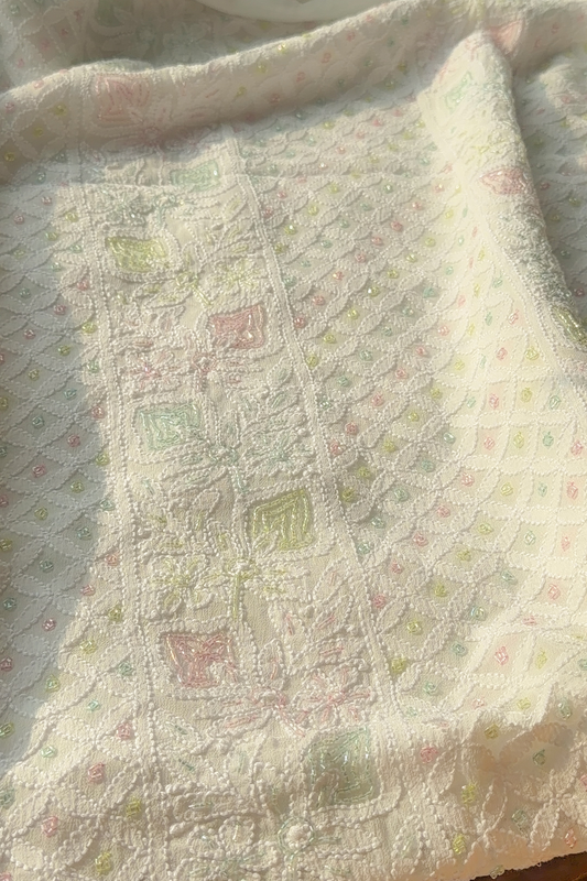 Arsh Handcrafted Pure Viscose Georgette Unstitched Chikankari 3pc Suit Set