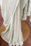 Arsh Handcrafted Pure Georgette Palla Boota Chikan Embroidered Saree