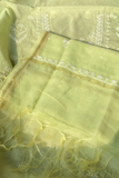 Arsh Handmade Mul Chanderi Unstitched Chikankari Kurti and Dupatta set