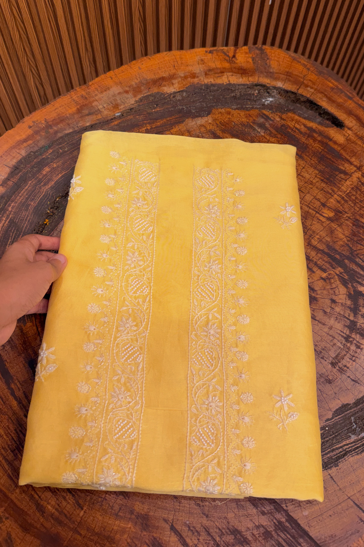 Arsh Hand Crafted Chikan Men Pure Chanderi Kurta Piece