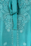 Arsh Handcrafted Forest Green Pure Viscose Georgette Semi Stitched Top