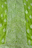 Arsh Handcrafted Parrot Green Georgette Unstitched Chikankari 3pc Suit Set