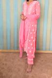 Arsh Handcrafted Kurti, Pant and Dupatta 3 pc Mul Chanderi Mukesh Chikan Set - arshchikan