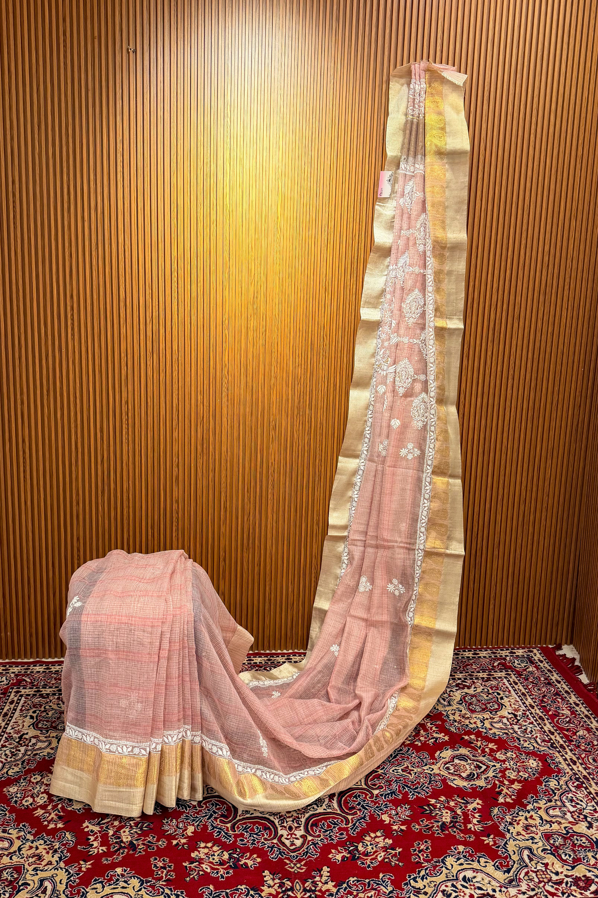 Arsh handcrafted Banarasi  Chikan Tissue Linen Silk Saree