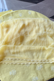 Arsh Handcrafted Yellow Cotton Unstitched Chikankari 3pc Suit - arshchikan