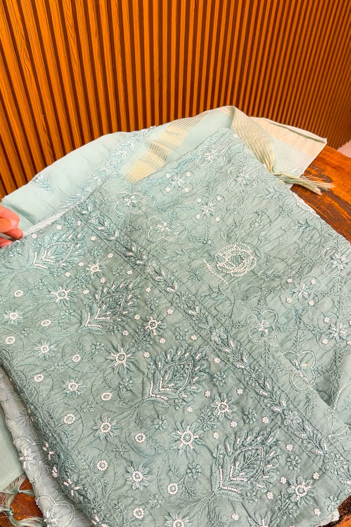 Arsh Hand Embroidered Mul Chanderi Chikankari 3pc Suit Set
