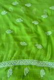 Arsh Handcrafted Parrot Green Georgette Unstitched Chikankari 3pc Suit Set