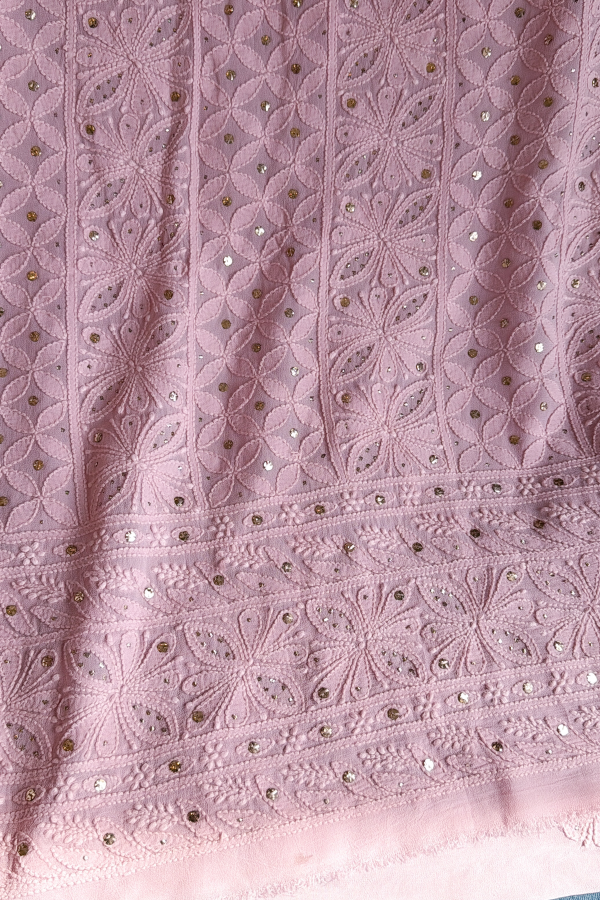 Arsh Handcrafted Pure Viscose Georgette Unstitched Chikankari Kurti And Dupatta Set