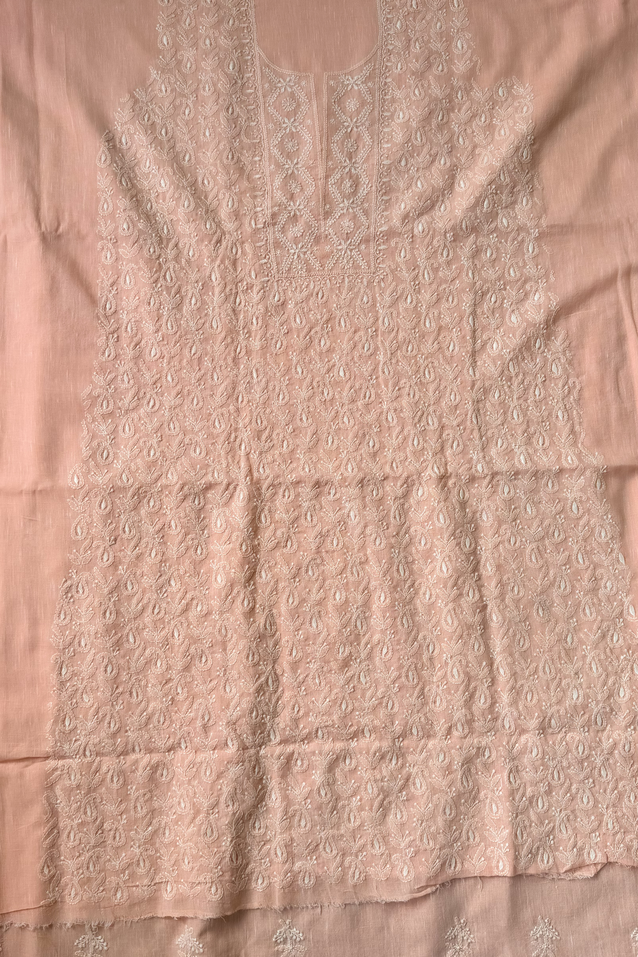 Arsh Handcrafted Cotton Linen Unstitched Chikankari 3pc Suit Set - arshchikan