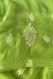 Arsh Handcrafted Parrot Green Georgette Unstitched Chikankari 3pc Suit Set