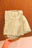 Arsh Handcrafted Pure Mul Chanderi Chikankari Semi Stiched Coord Set