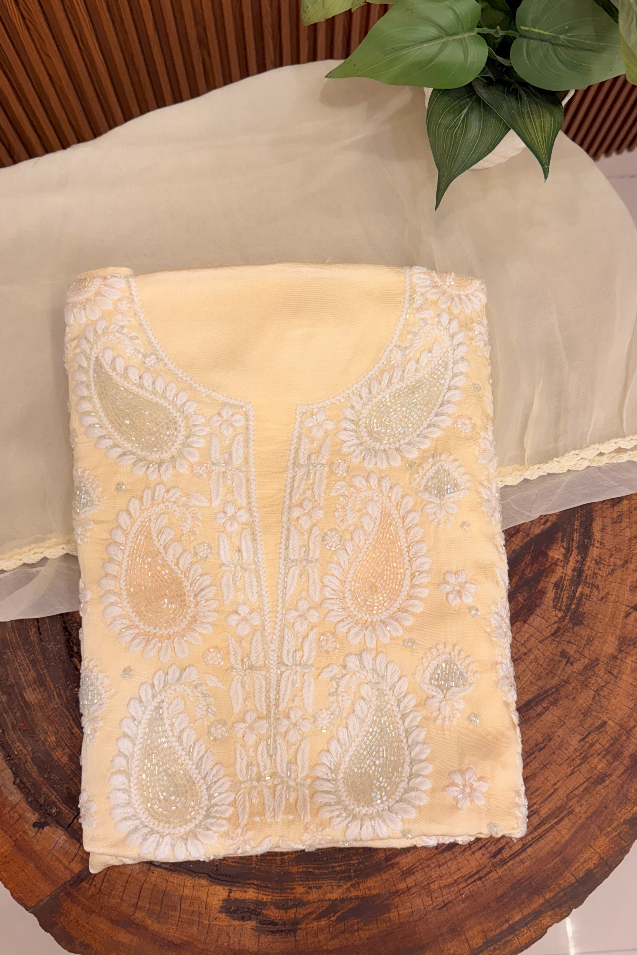 Arsh Handcrafted Modal Satin Unstitched Chikankari Suit Set - arshchikan