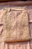 Arsh Handcrafted Chanderi Cutwork Semi-Stitched Chikankari Kurti and Dupatta set - arshchikan
