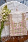Arsh Handcrafted Mul Chanderi Unstitched Chikankari Kurti and Dupatta set - arshchikan