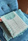Arsh Hand embroidered Cotton Unstitched Chikankari Zardozi 3pc Suit