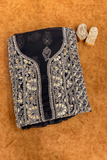 Arsh Handcrafted Black Semi Georgette Unstitched Gota Patti Chikankari 3pc Suit - arshchikan