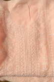 Arsh Handcrafted Peach Pure Organza Kurta and Dupatta set - arshchikan