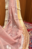 Arsh handcrafted Banarasi  Chikan Tissue Linen Silk Saree