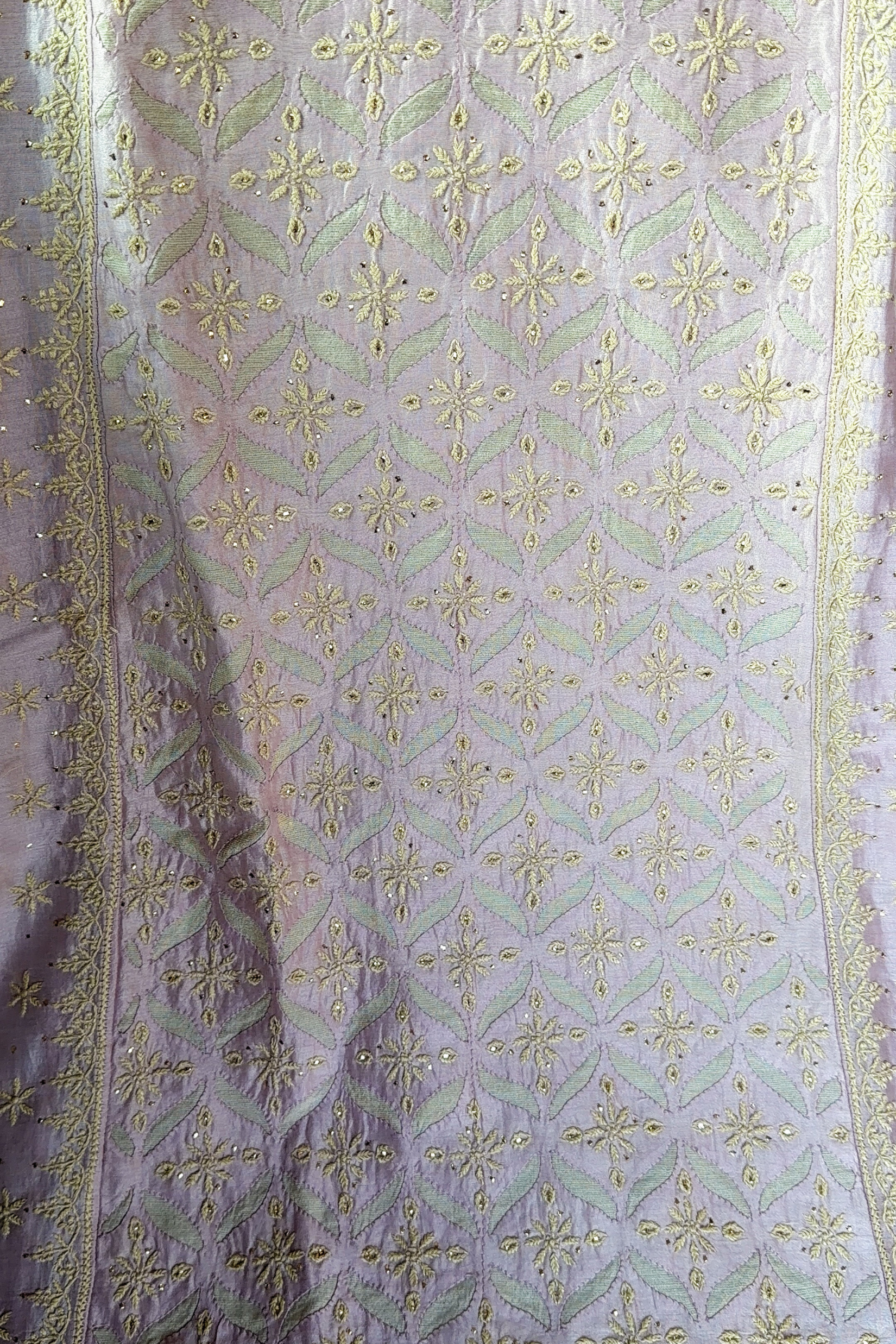 Arsh Handcrafted Chanderi Cutwork Semi-Stitched Chikankari Kurti and Dupatta set - arshchikan