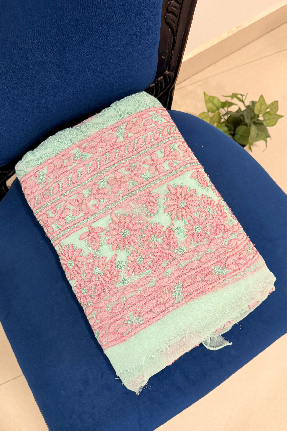 Arsh Handcrafted Green Georgette Unstitched Chikankari Suit Set