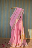 Arsh handcrafted Chikan Banarasi Linen Silk Saree