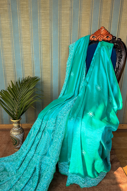 Arsh Hand Embroidered Pure Silk Chikankari Saree