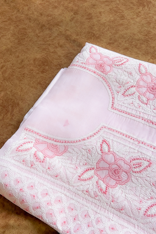 Arsh Handcrafted Baby Pink Cotton Unstitched Chikankari 3pc Suit Set