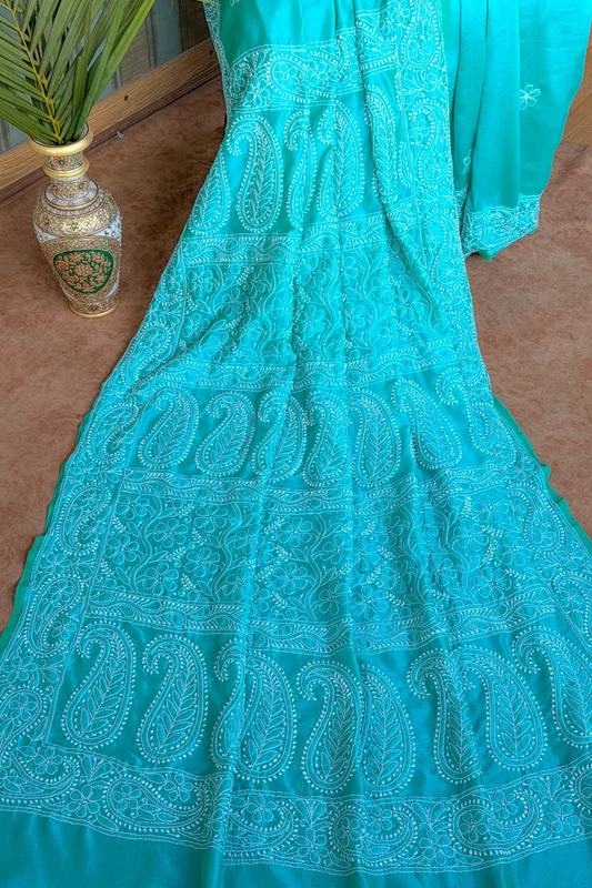 Arsh Hand Embroidered Pure Silk Chikankari Saree