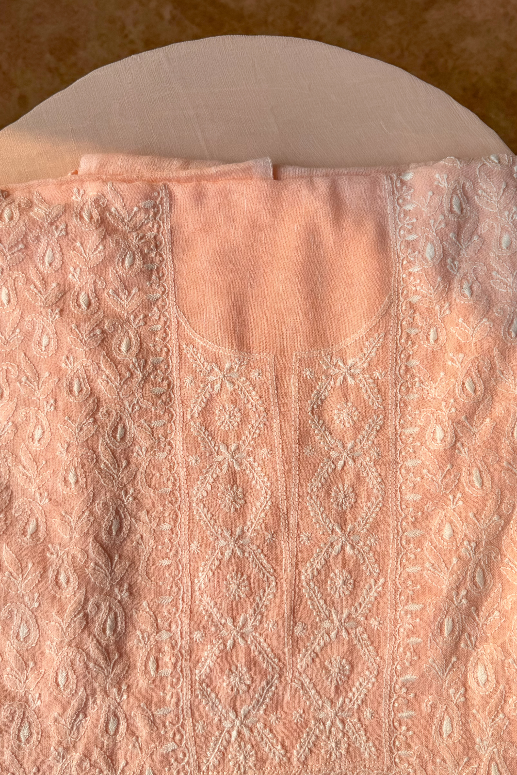 Arsh Handcrafted Cotton Linen Unstitched Chikankari 3pc Suit Set - arshchikan