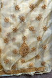 Arsh Handcrafted Mustard Organza Unstitched Chikankari Kurta and Dupatta Set
