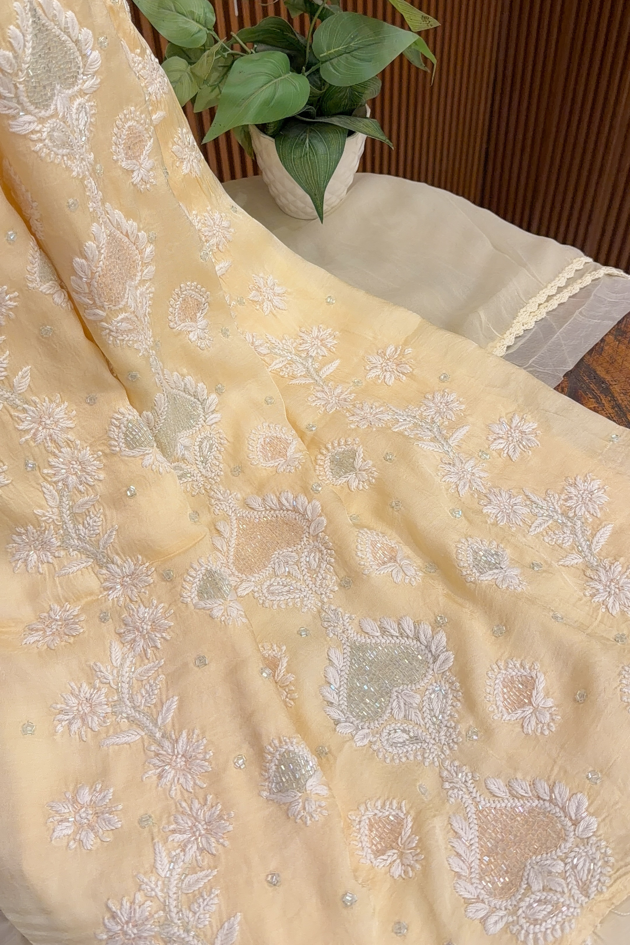 Arsh Handcrafted Modal Satin Unstitched Chikankari Suit Set - arshchikan