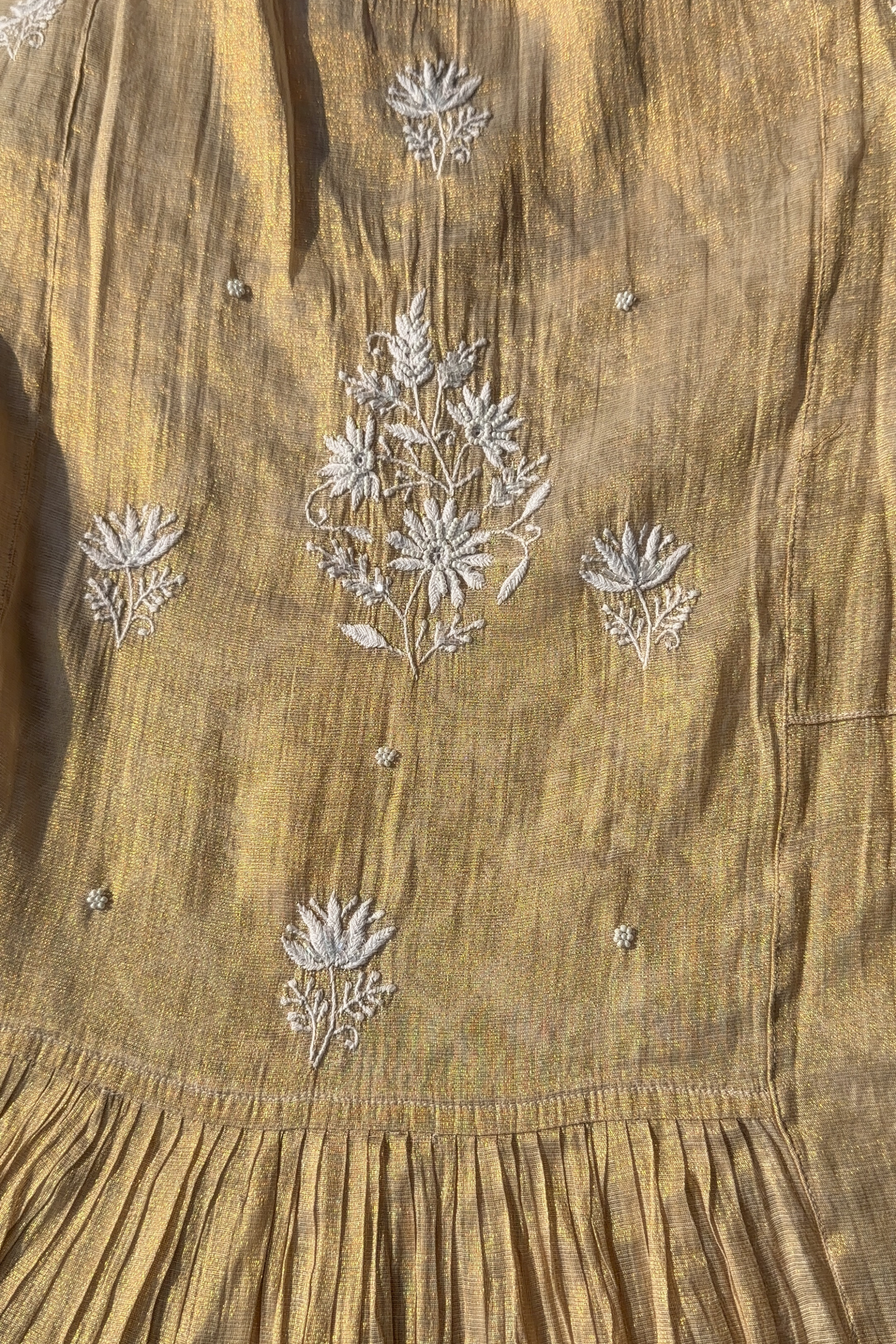 Arsh Handcrafted Mul Chanderi Kurti and Dupatta Semi Stitched Set - arshchikan