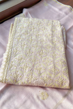 Arsh Handcrafted Chanderi Cutwork Semi-Stitched Chikankari Kurti and Dupatta set - arshchikan