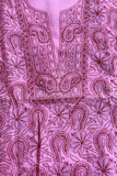 Arsh Handcrafted Pink Pure Silk Unstitched Chikankari 3pc Suit Set