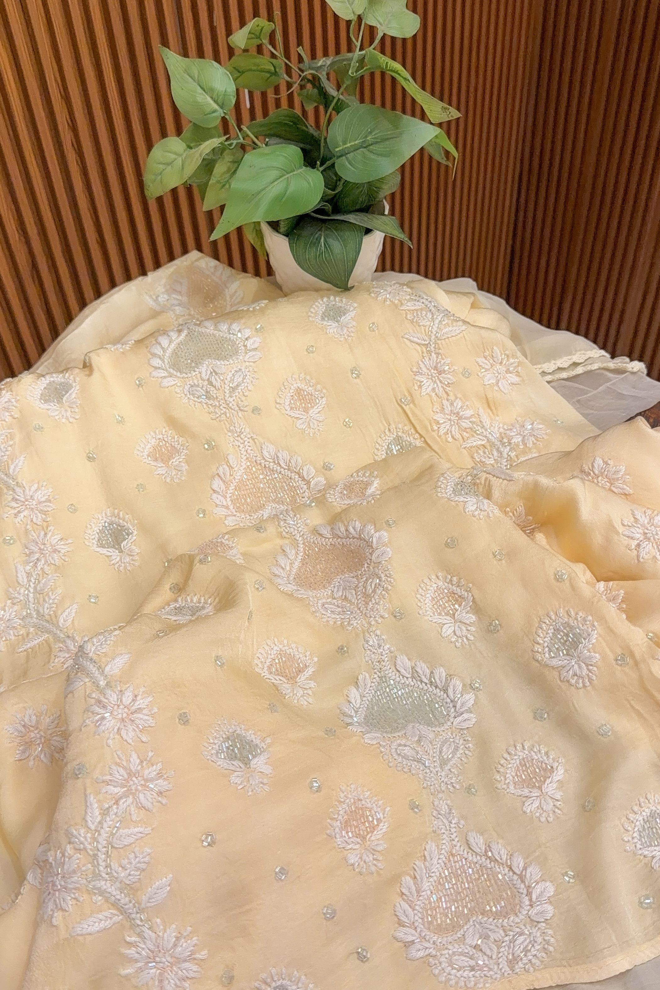 Arsh Handcrafted Modal Satin Unstitched Chikankari Suit Set - arshchikan