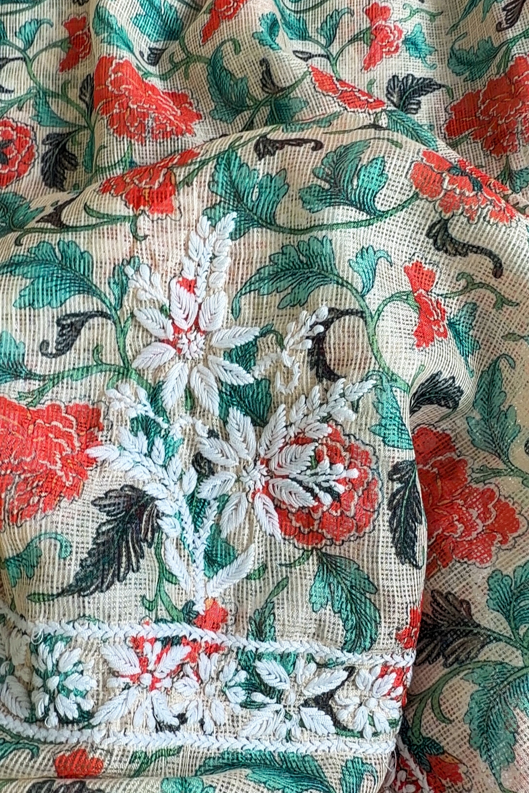 Arsh Handmade Printed Kota Doria Kurti and Dupatta Set - arshchikan