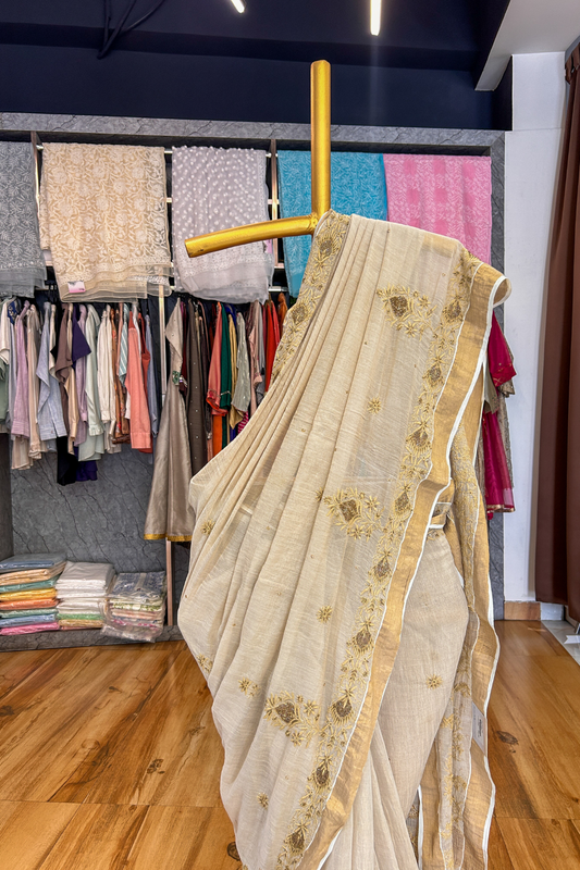 Arsh Hand Embroidered PureTissue Banarasi Chikankari Saree