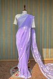 Arsh Handcrafted Semi Georgette Heavy Palla Purple Chikan Embroidered Saree