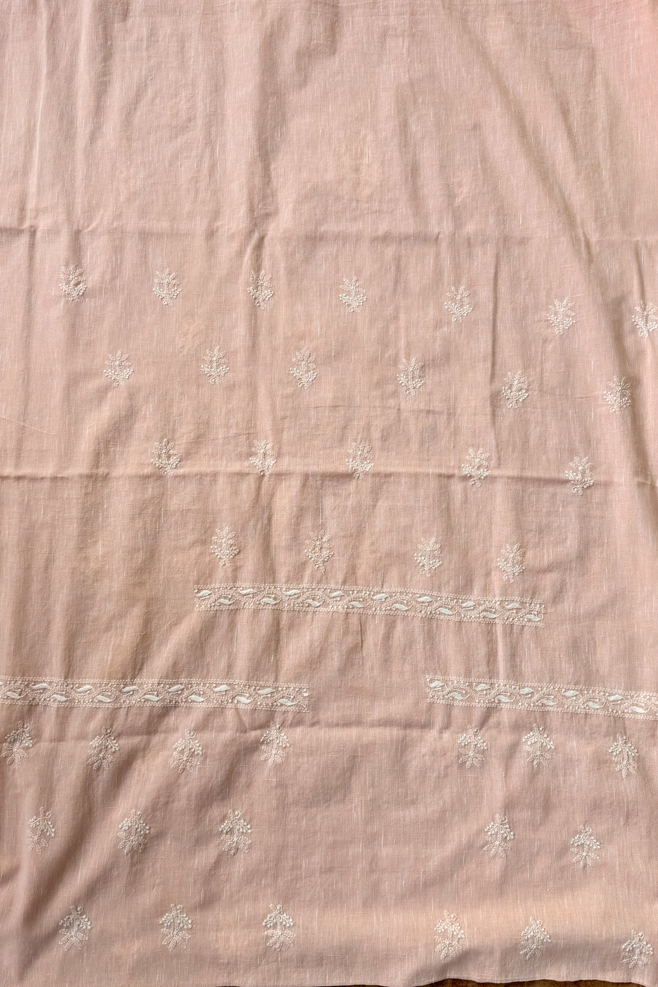 Arsh Handcrafted Cotton Linen Unstitched Chikankari 3pc Suit Set - arshchikan