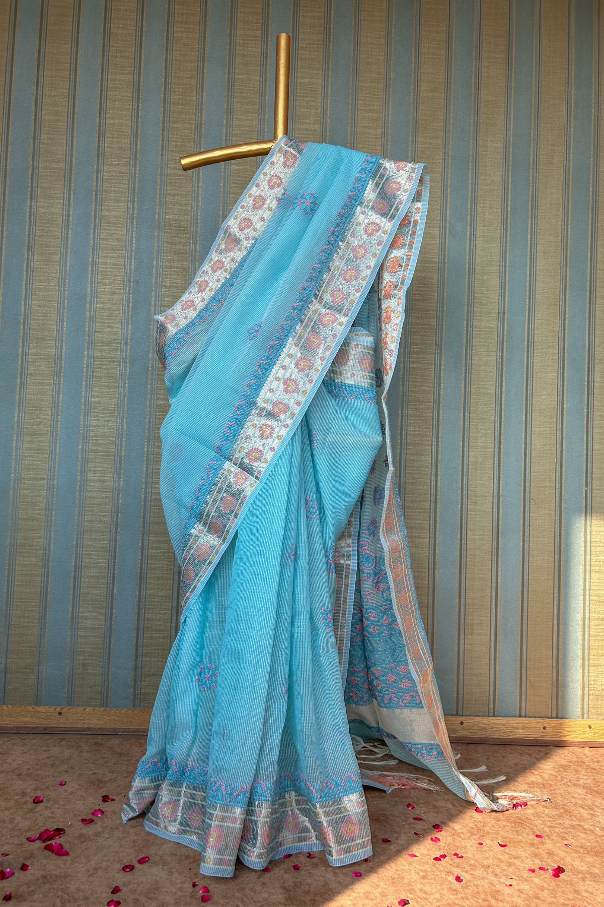 Arsh Hand Embroidered Chikankari Banaras Kota Silk Saree