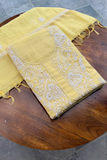 Arsh Hand Embroidered Mul Chanderi Yellow Chikankari 3pc Suit Set