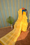Arsh Handcrafted Georgette All Over Chikan Yellow Embroidered Saree - arshchikan