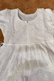 Arsh Handcrafted White Hand Embroidered Chikankari Short Frock