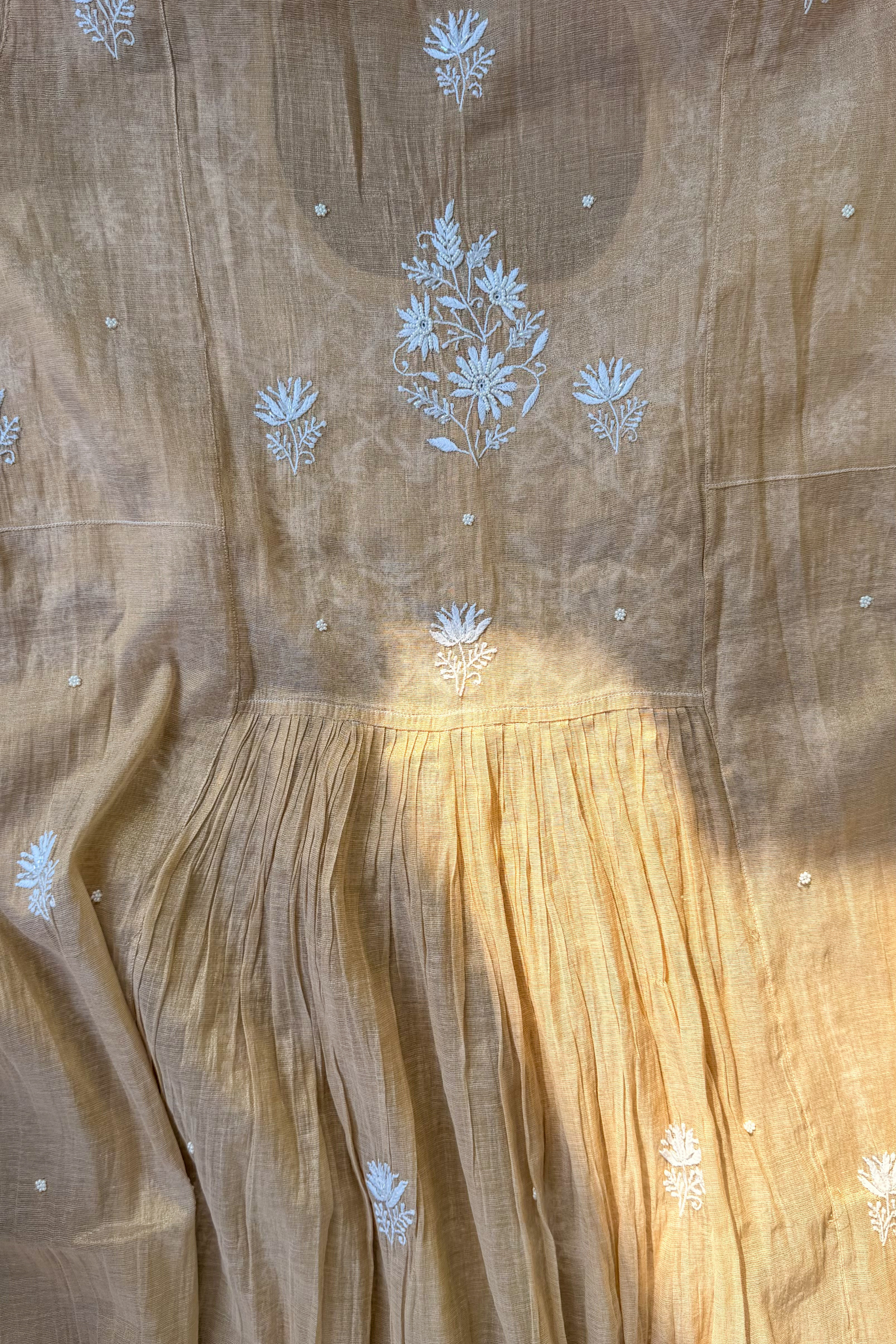 Arsh Handcrafted Mul Chanderi Kurti and Dupatta Semi Stitched Set - arshchikan