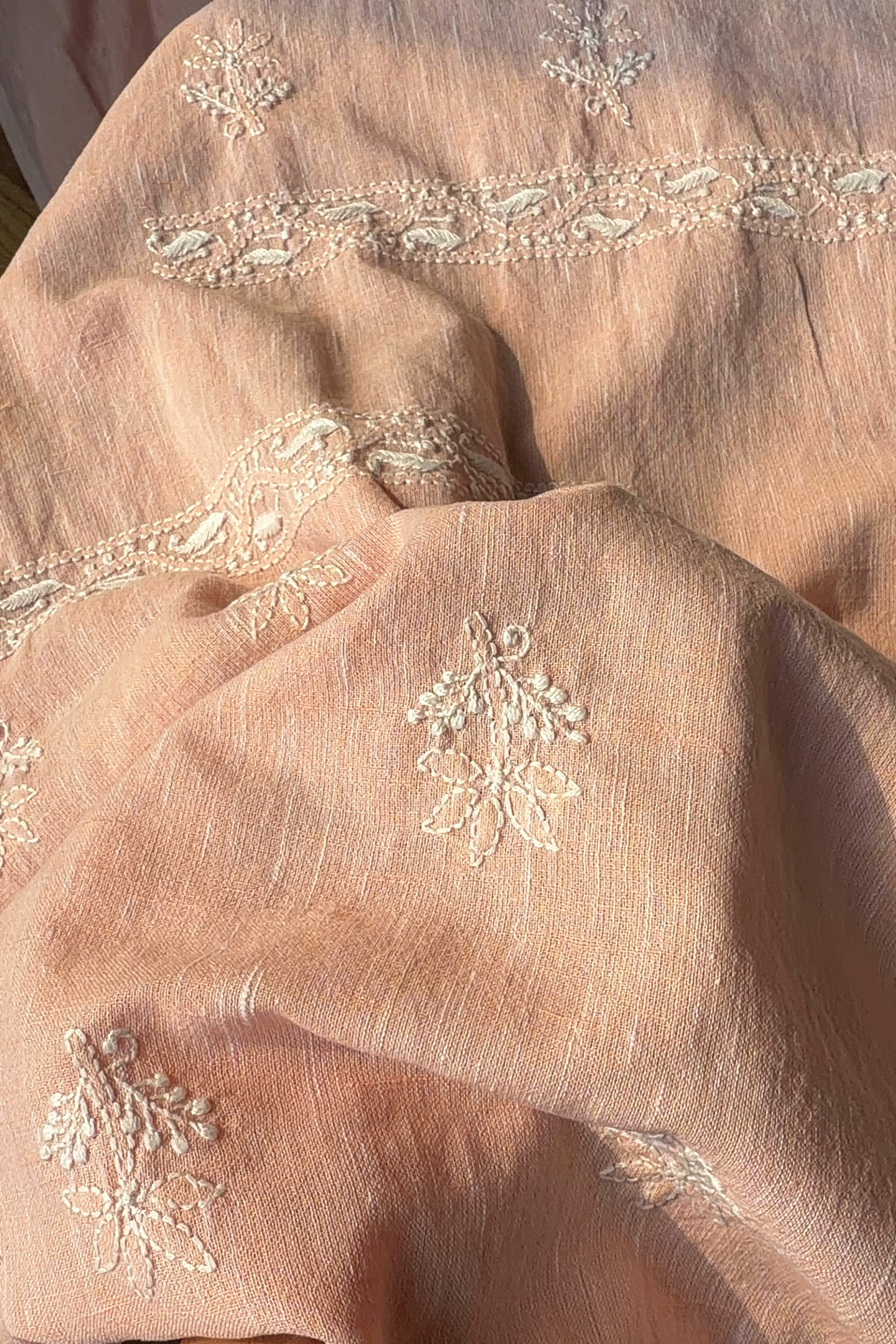 Arsh Handcrafted Cotton Linen Unstitched Chikankari 3pc Suit Set - arshchikan