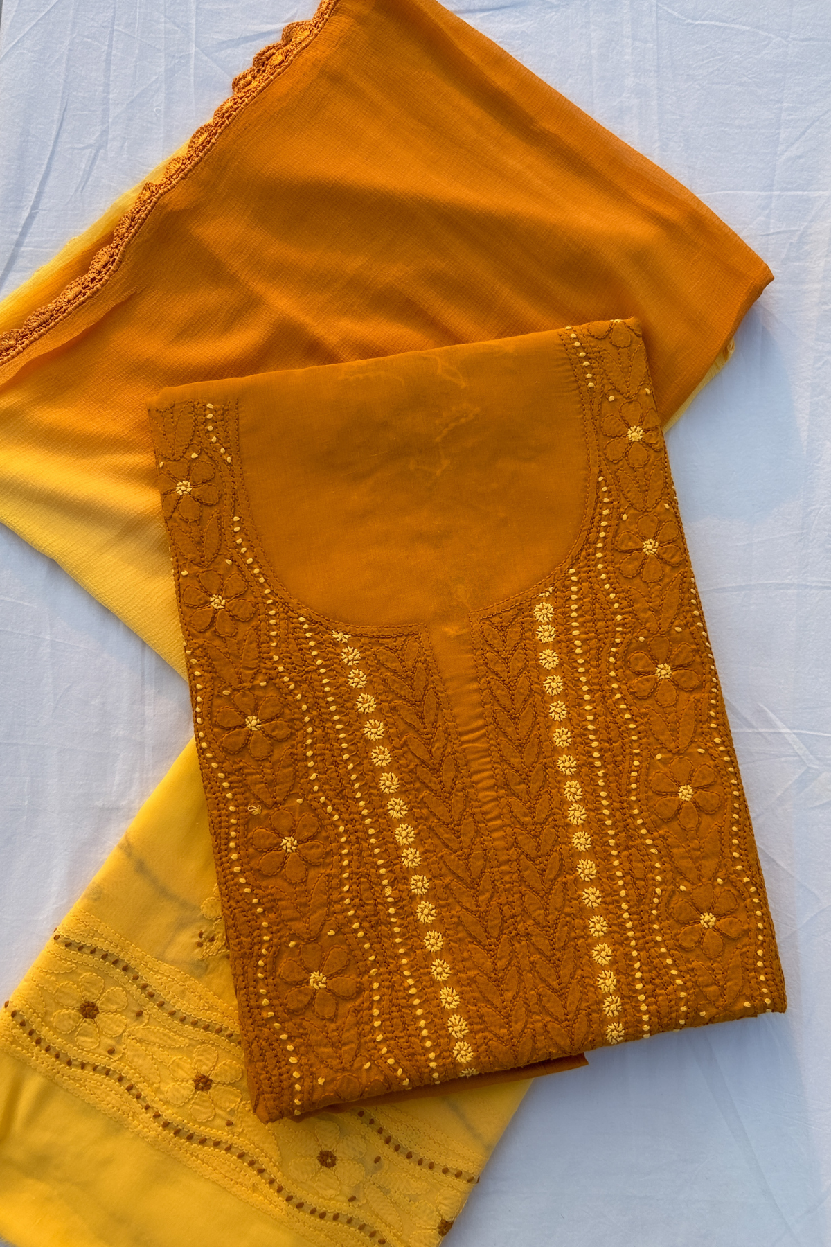 Arsh Handcrafted Cotton Unstitched Chikankari 3pc Suit Length