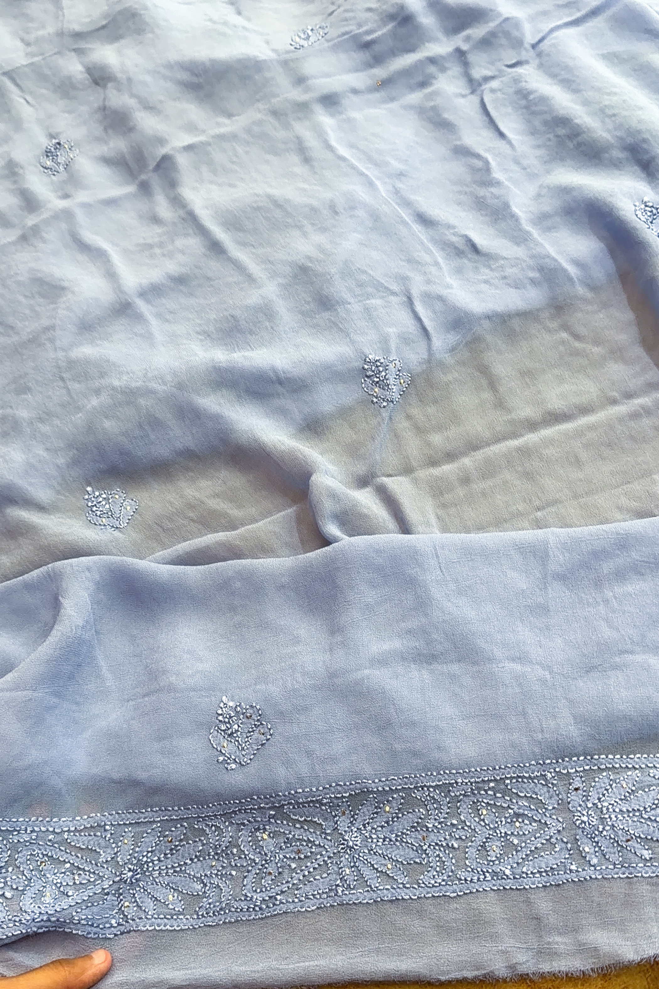 Arsh Handcrafted Pure Viscose Georgette Unstitched Chikankari 2pc Suit Set - arshchikan