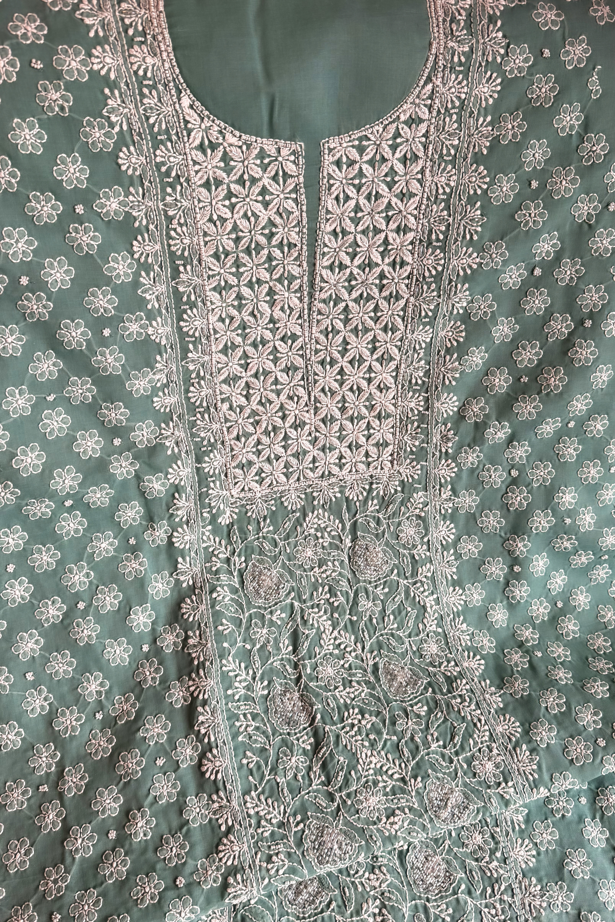 Arsh Hand embroidered Cotton Unstitched Chikankari Zardozi 3pc Suit