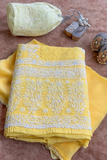 Arsh Handcrafted Yellow Cotton Unstitched Daraj Chikankari 3pc Suit Set