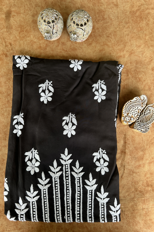 Arsh Handcrafted Black Modal Chikan Kurti